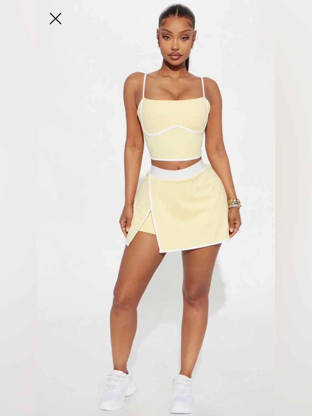 Yellow Two-Piece Crop Top & Skort Set